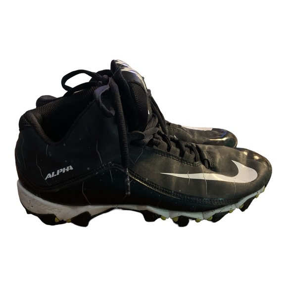 Boys Nike Alpha Fast Flex Mid Shoes football cleats athletic 6 Youth Black White - Picture 5 of 11